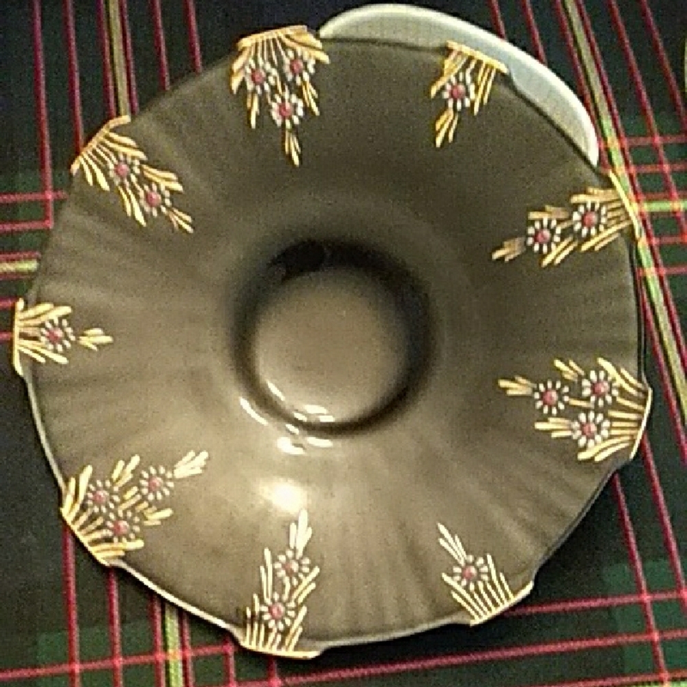 Art Deco Imperial Glass Maytime Black Round Bowl